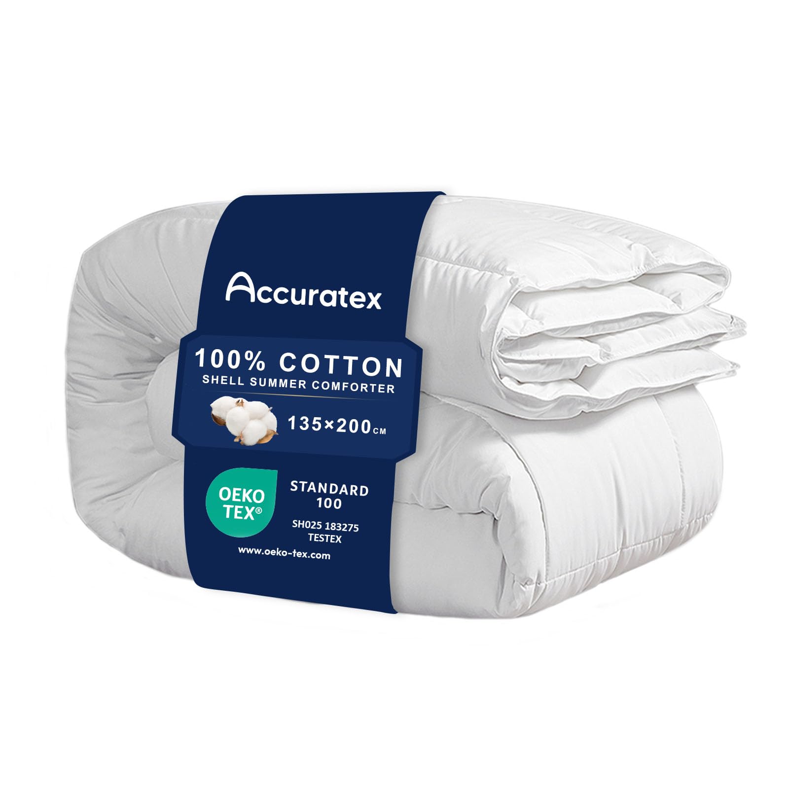 ACCURATEX Edredón de 100% algodón, 135 x 200 cm, 450 g/m², Muy Suave y Transpirable, hipoalergénico, con Cintas en Las Esquinas, Manta de Invierno, Lavable