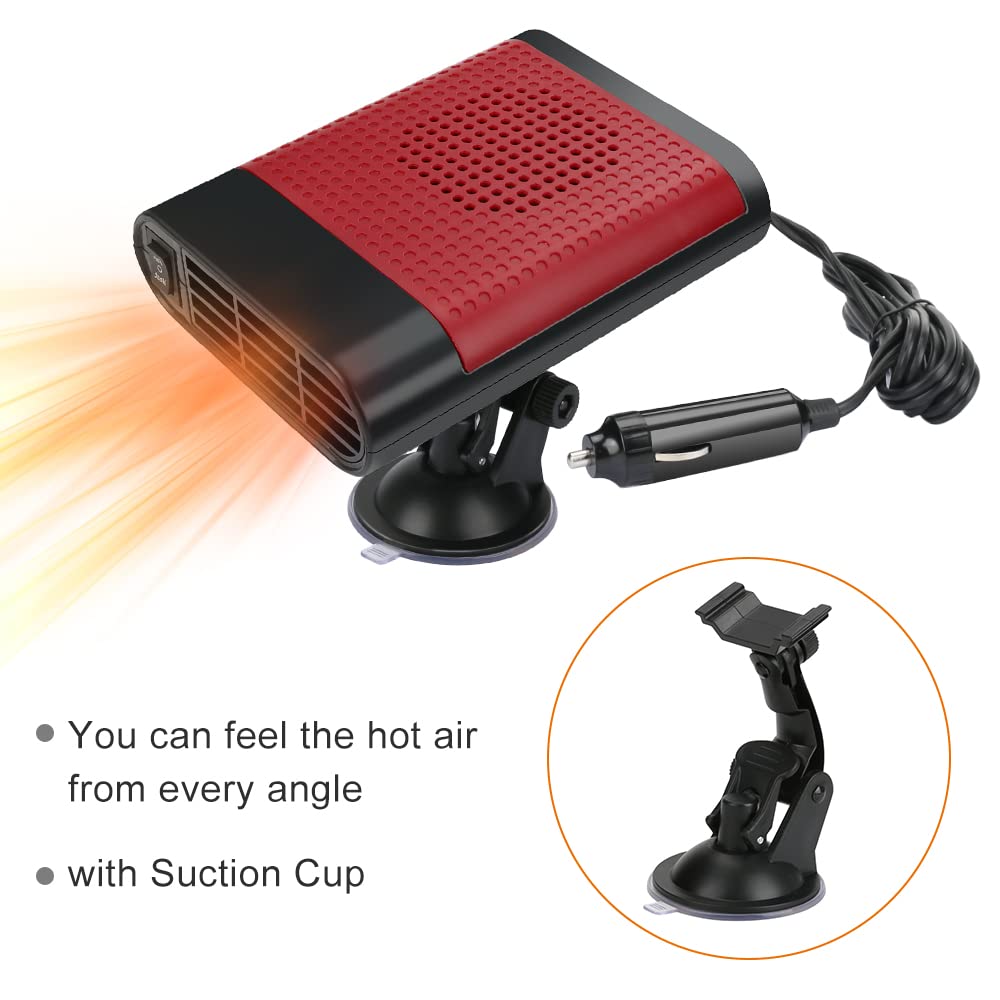 2-in-1 Autoverwarming & Ventilator – 12V 200W, 360° Draaibaar, Snel Ontdooien, Voorruitverwarming, Zwart