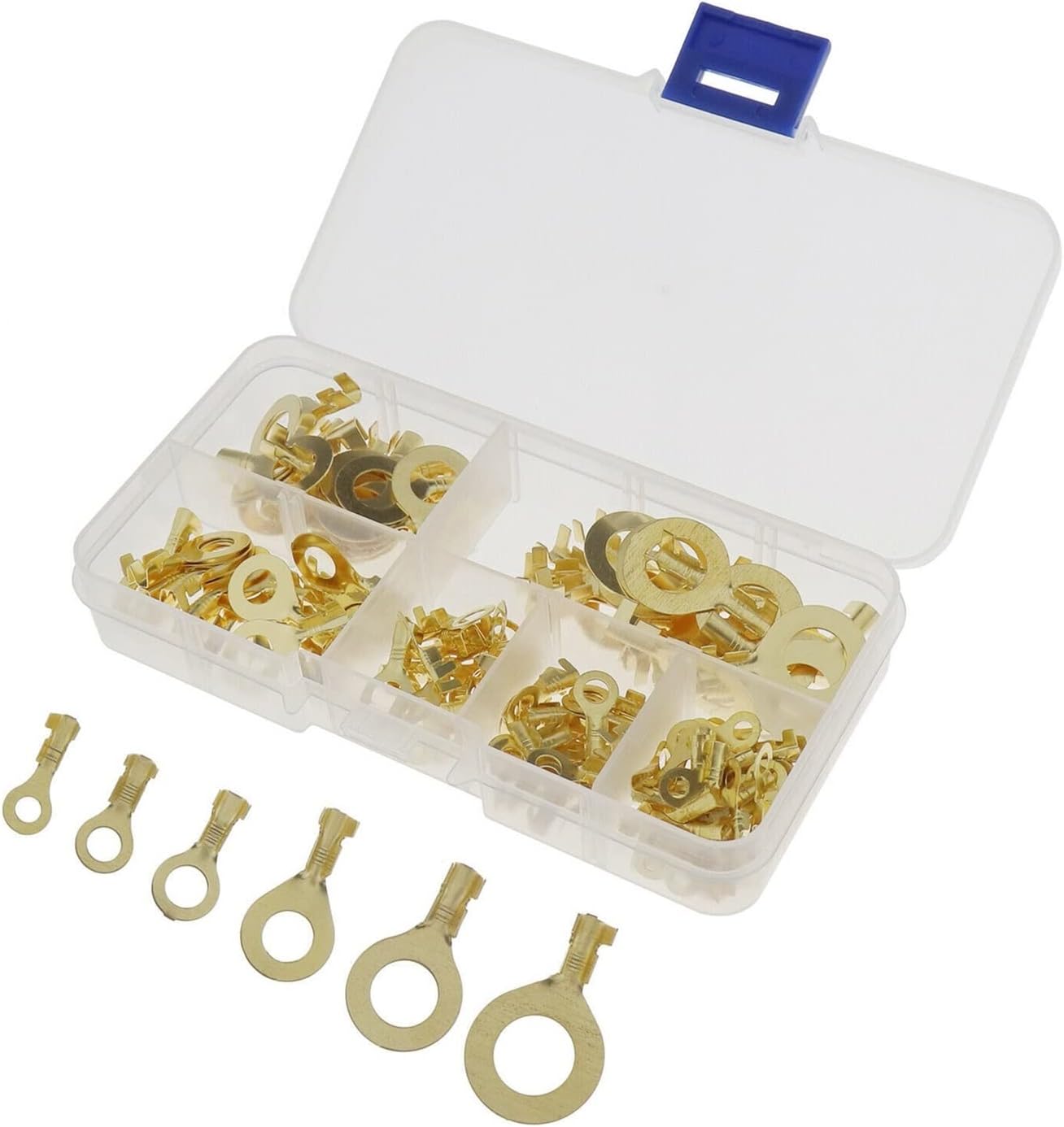 100 Stück Ringkabelschuhe M4 4,2mm - Messing Aderendhülsen Kaltgepresst