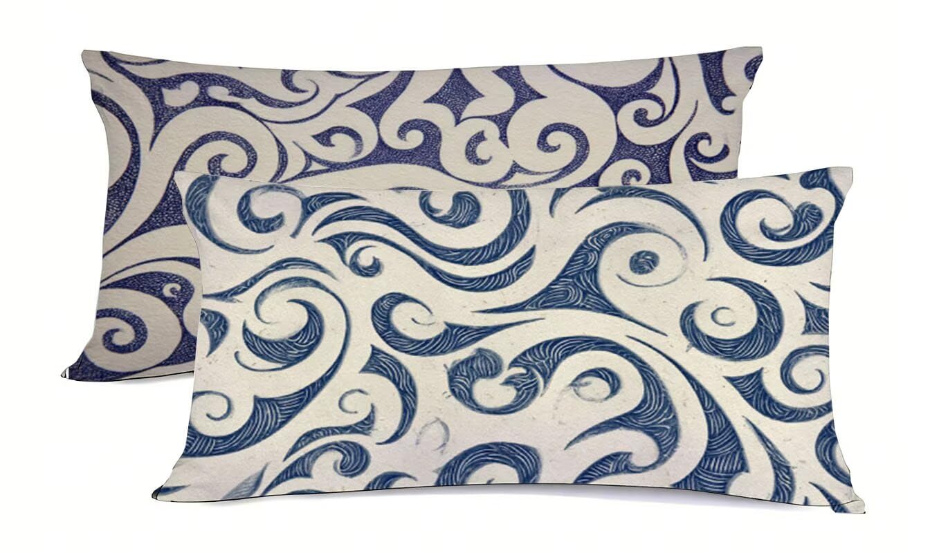 Taie d'oreiller bleu 50x70cm esprit décoration printemps pour un salon ou une chambre cocooning