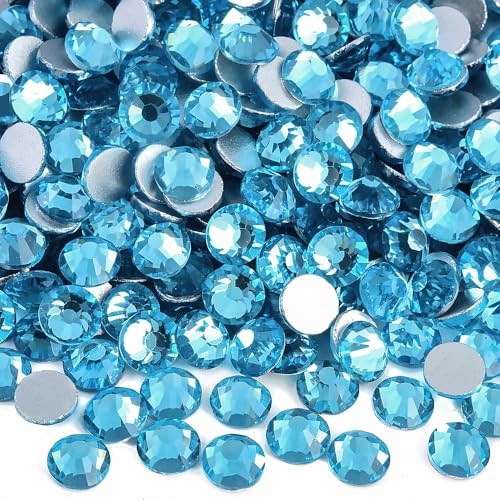 Image of 1440 Pieces SS20 /4.6-4.8mm Flat Back Crystal Rhinestones Round Gems for Nail Art,Aquamarine