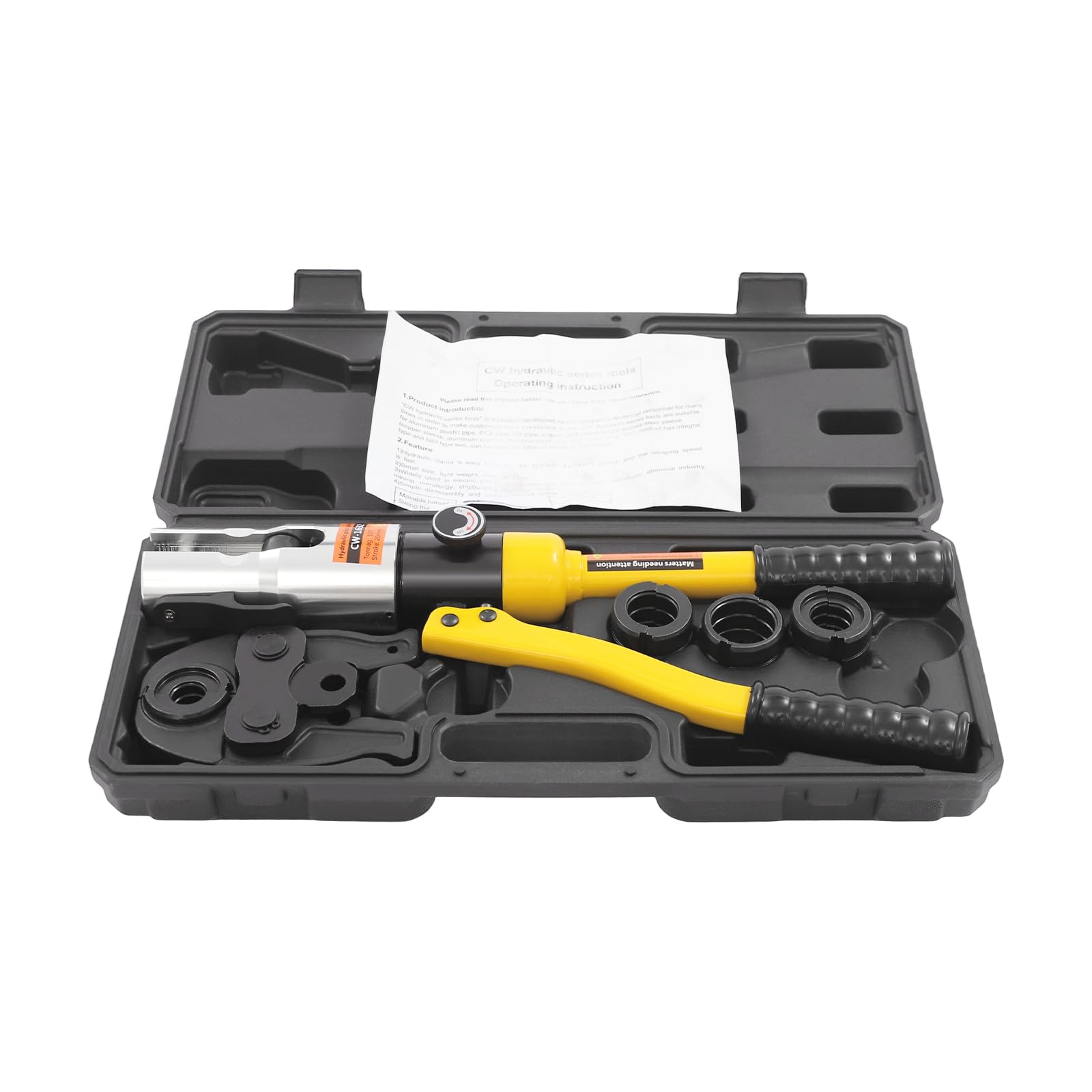 Pinza crimpatrice idraulica compatta, pinza crimpatrice idraulica, con testa girevole a 360° per spazi ristretti, strumento di pressatura ergonomico con manici antiscivolo (giallo)