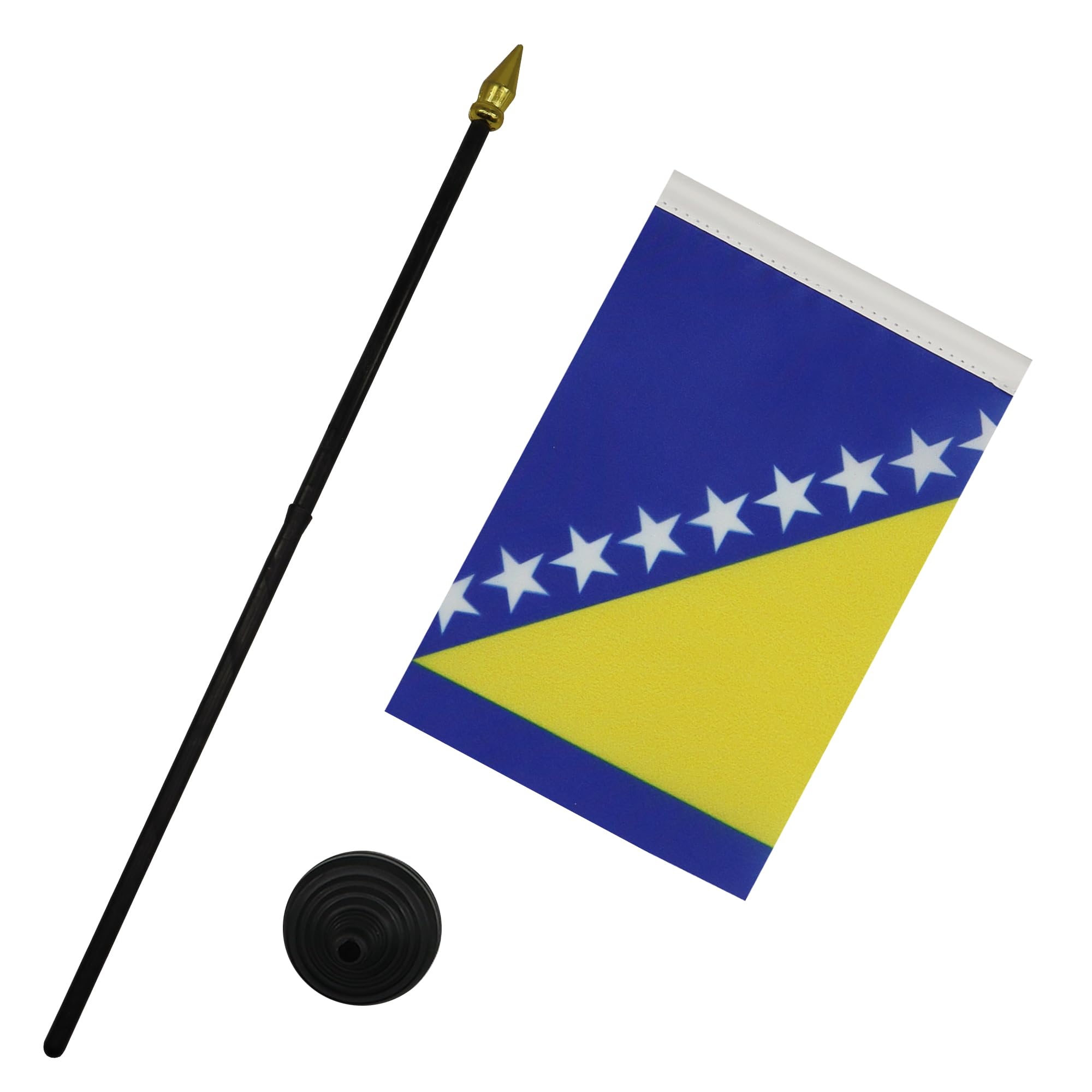 AZ FLAG Tischflagge Mali – 15x10 Cm Polyester-Fahne Mit Schwarzem Mast & Goldener Spitze