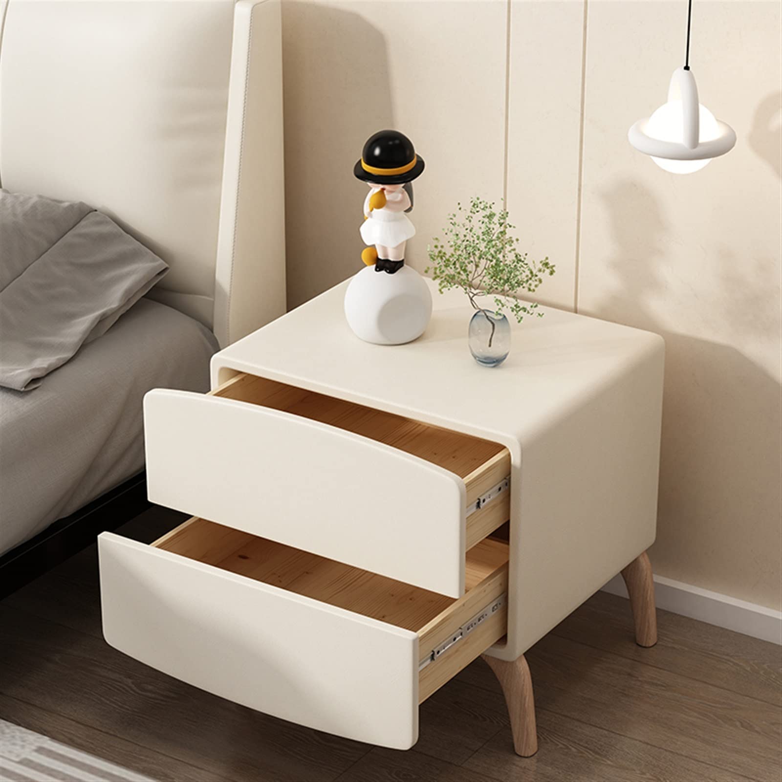 Comodino Comodino in Legno Comodino per Bambini in Stile Crema Design Artistico Mobili per Camera da Letto (Colore : Grigio, Dimensioni : 50x40x49cm) Present