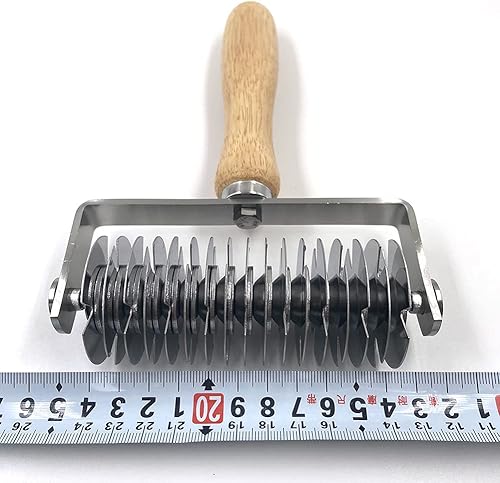 Miniatura 7 de Cortador de rodillo de celosía de acero inoxidable con mango de madera, pastel de galletas, postre, pizza, pan, pastelería, corteza de rodillo,