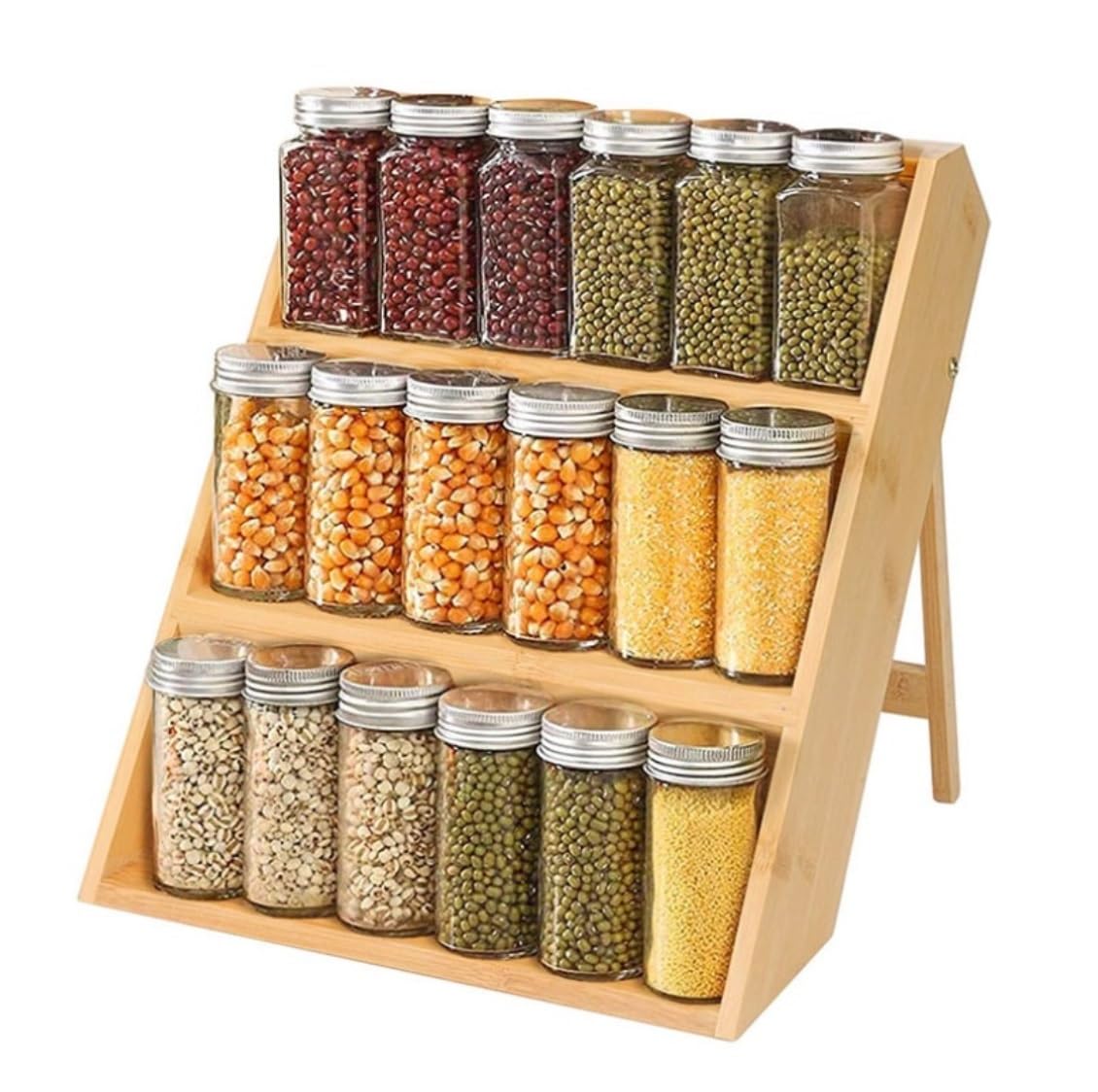 FYIYIEW spice rack, 3 Tier Spice Rack Bamboo Organizer For Cabinet Drawers And Countertop