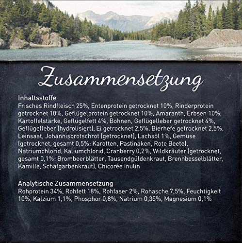 Wildes Land - 4 x 1,2 kg - Trockenfutter für Katzen - Rind und Ente - Getreidefreie Rezeptur - Hoher Fleischanteil - In Deutschland zubereitet - Hoher Eiweißanteil - Natürliche Zutaten