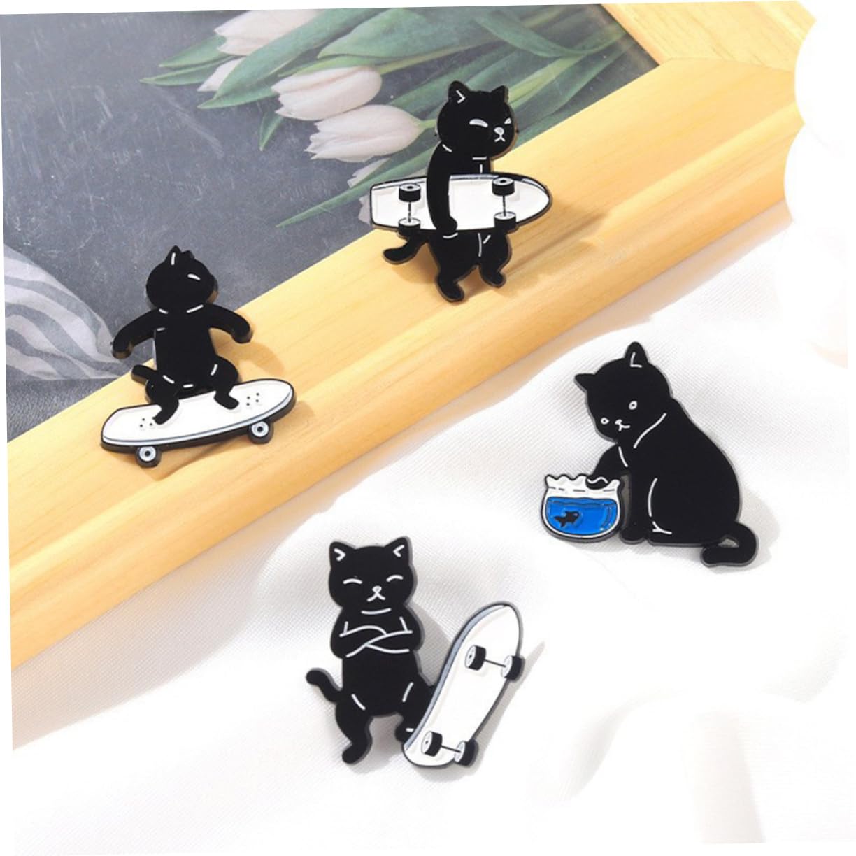 SOIMISS Spilla gatto e nero spilla da bavero animale di gioielli per gatti distintivi perno di abbigliamento spilli per zaini spilla smaltata gatto spille gioielli lega
