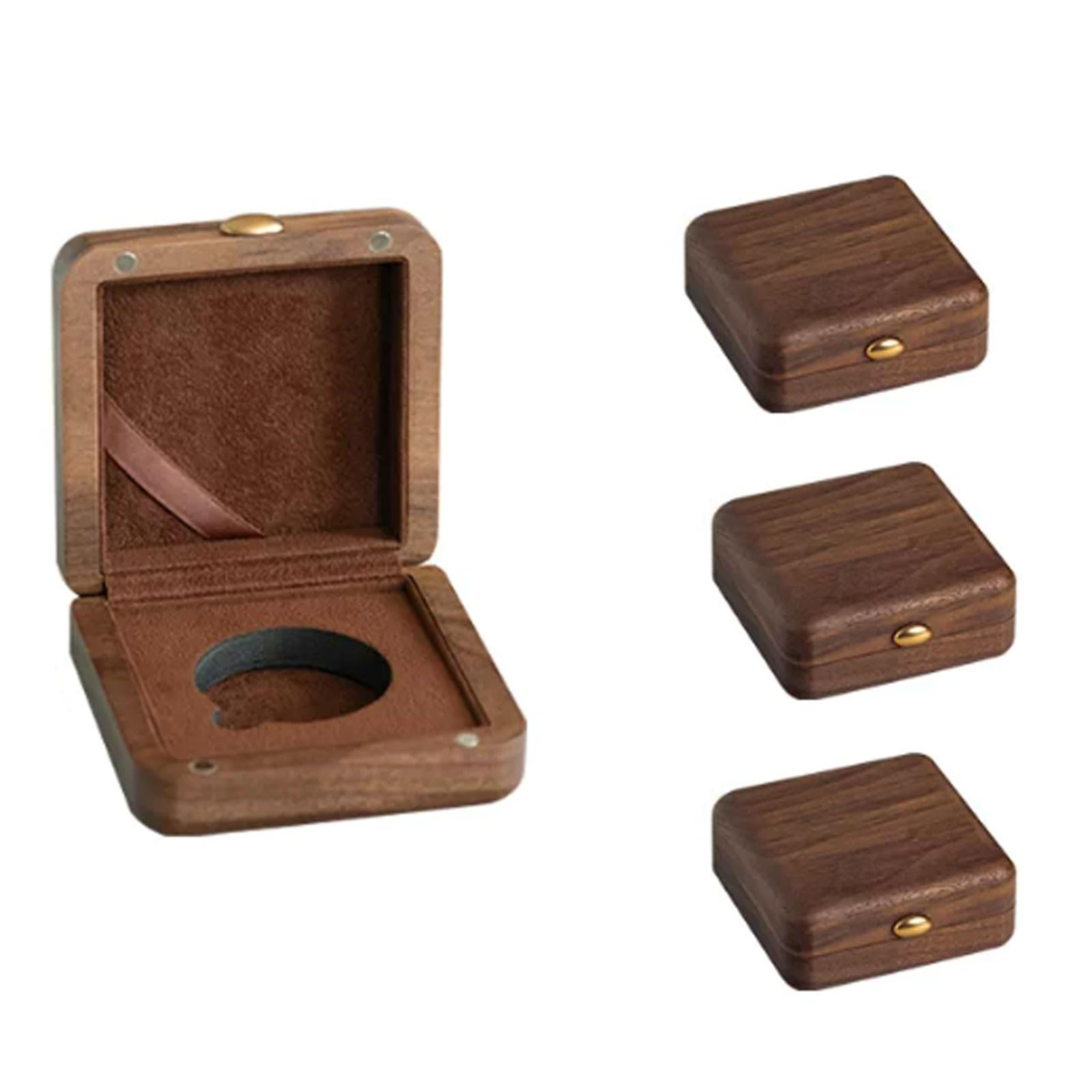Scatola Portamonete in Legno massello da 4 Pezzi con Scomparto Rotondo for Monete antiche