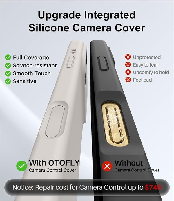OTOFLY Magnetic for iPhone 17 Pro Case,Compatible with Magsafe,Classic Liquid Silicone Mobile Phone Case,Integrated Camera Control Button,Anti-Scratch Microfiber Lining, Stone by OTOFLY - Used condition - Image 7