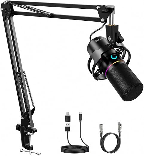 socodox XLR/USB Dynamic Microphone Kit, PC Microphone for Streaming, Podcasting, Gaming, RGB, Mute and Noise Cancelling Fu...