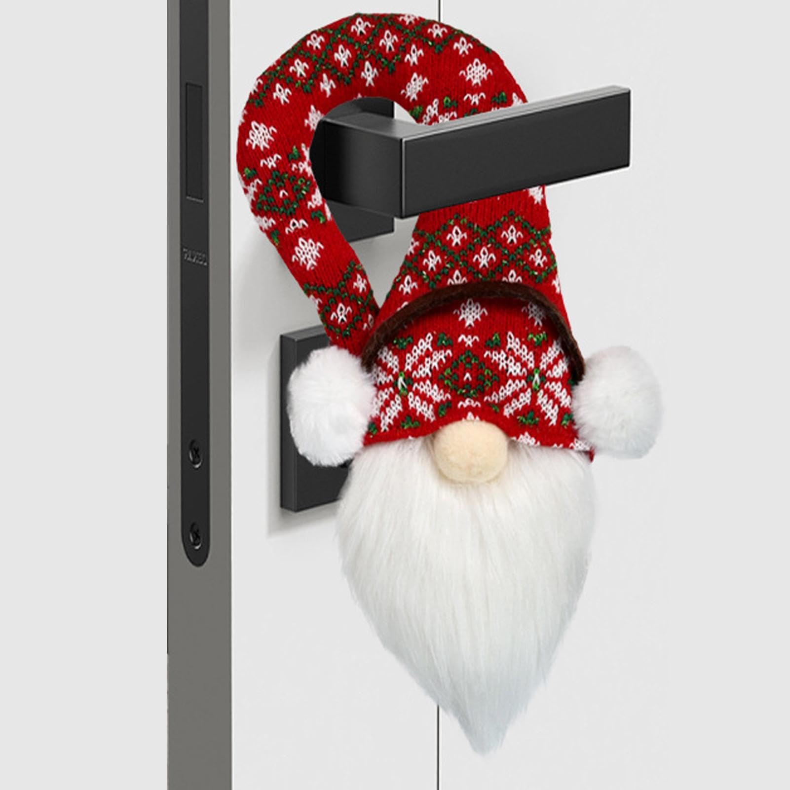 Renopfect Pomo para Puerta de Navidad, decoración navideña, pomo de Puerta sin Rostro, y Colorido, Adorno de Manilla de Puerta de Peluche Sueco para Colgar