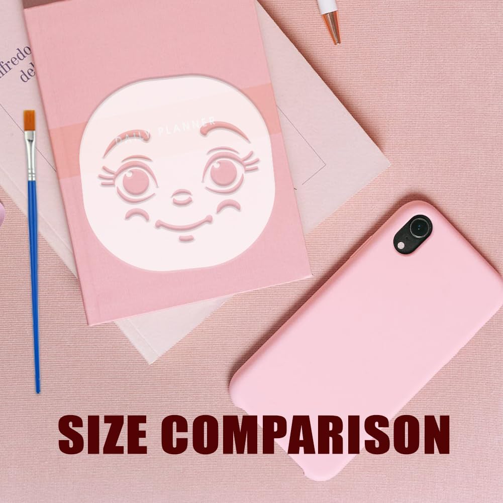 FINGERINSPIRE 12PCS Facial Expression Painting Stencils with Paint Brush 3.9x3.9inch Reusable Cartoon Face Drawing Template Face Art Stencil DIY Character Theme Template for Painting on Furniture
