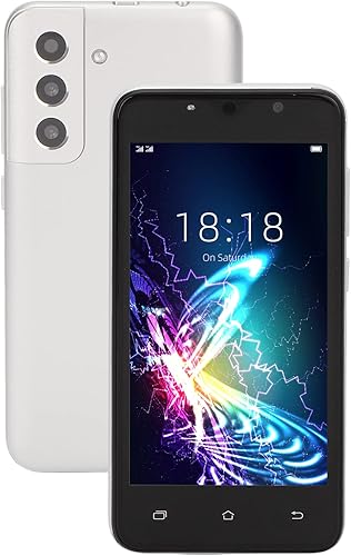 Teléfono celular desbloqueado, teléfono móvil blanco de 4.5 pulgadas para teléfono inteligente de 4 GB RAM 32 GB ROM Dual SIM, MTK6889 Deca Core,