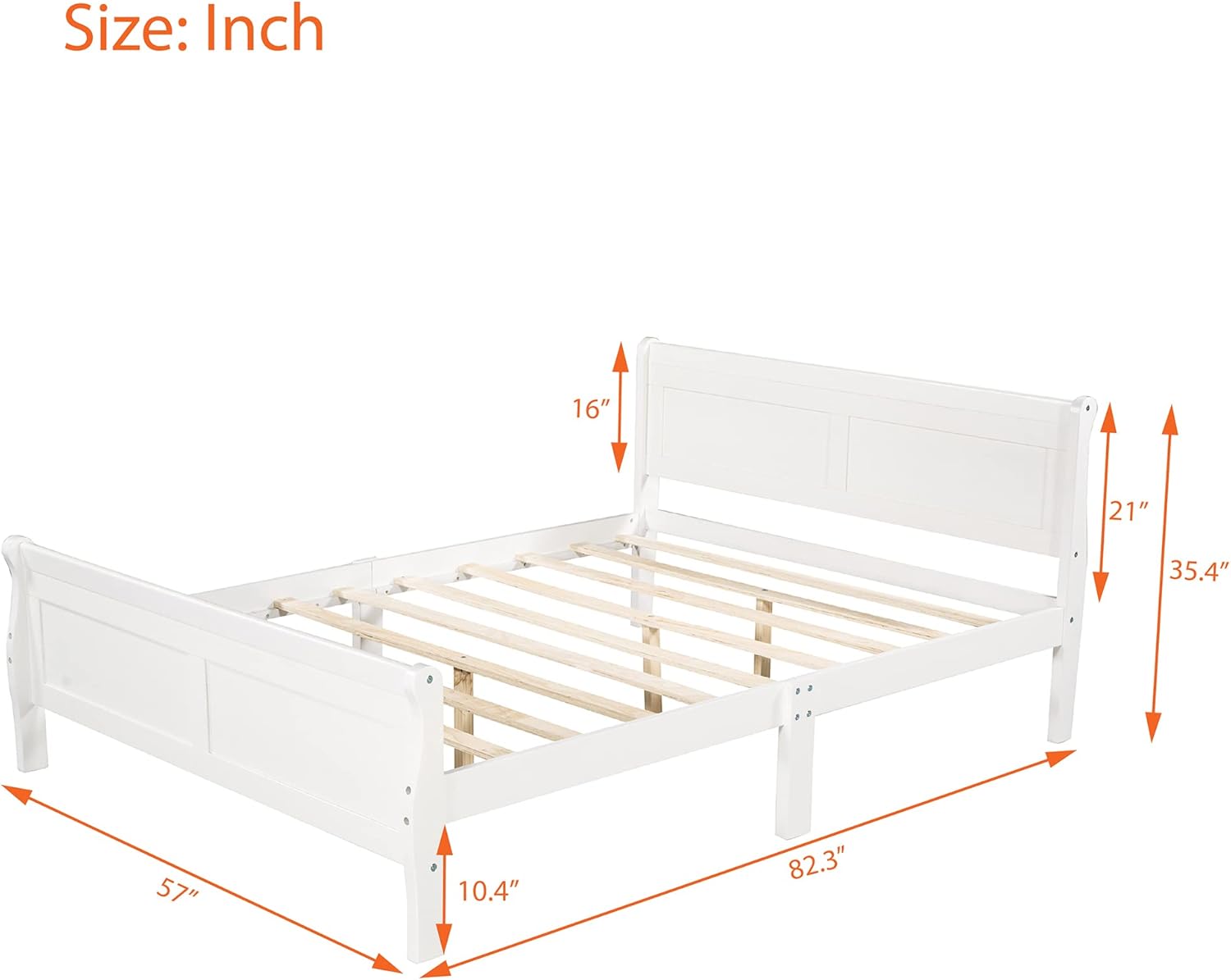 LUMISOL Full Size Platform Bed with Headboard and Footboard, Platform Bed Wooden Slat Support, Farmhouse Bed Frame Full Size for Kids Teens, Save Space (White)