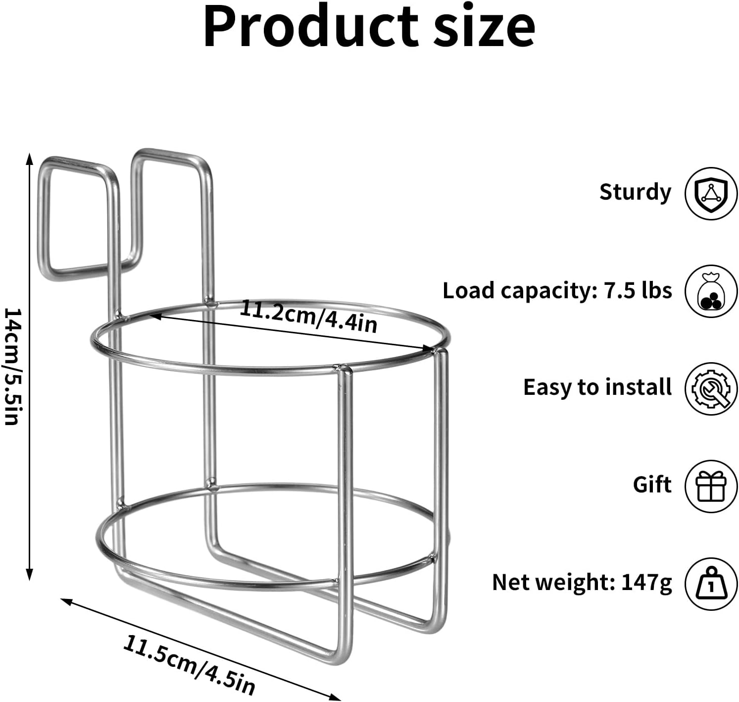 Cup Holder for Bed, 4.4x4.5x5.5in Metal Premium Bedside Cup Holder