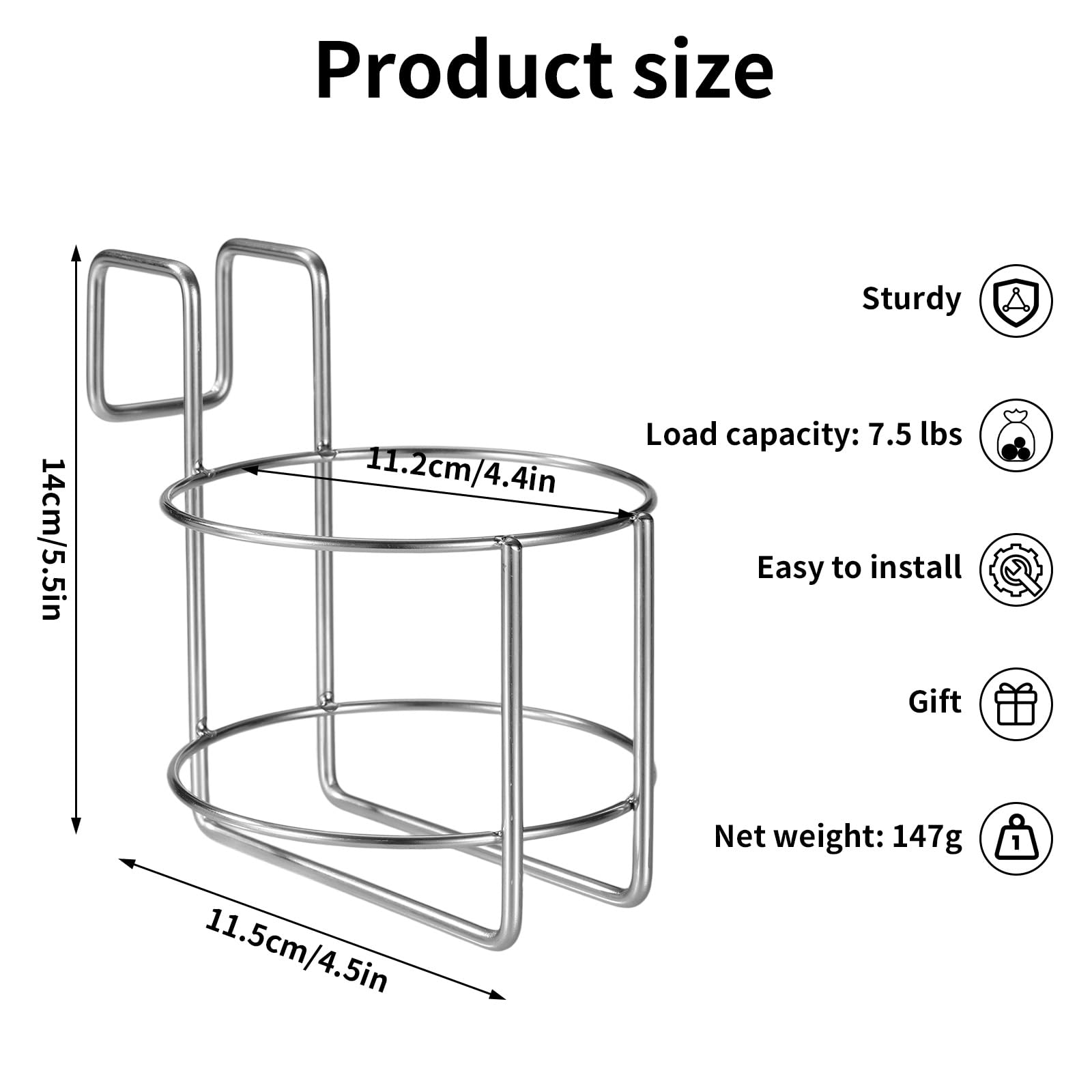 Porte-Gobelet de Lit, 11,2x11,5x14cm Métal Qualité Supérieure Porte-Gobelet Chevet Accessoire Pratique Bouteille d'eau Adapté aux Lits Superposés Voiture Dortoir (Argenté)