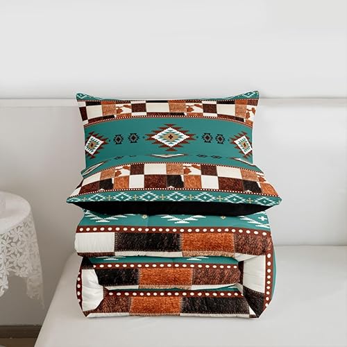 Miniatura 7 de Erosebridal Juego de edredón de piel de vaca, juegos de ropa de cama occidental, tamaño Queen, diseño de animales de granja, estilo suroeste, diseño