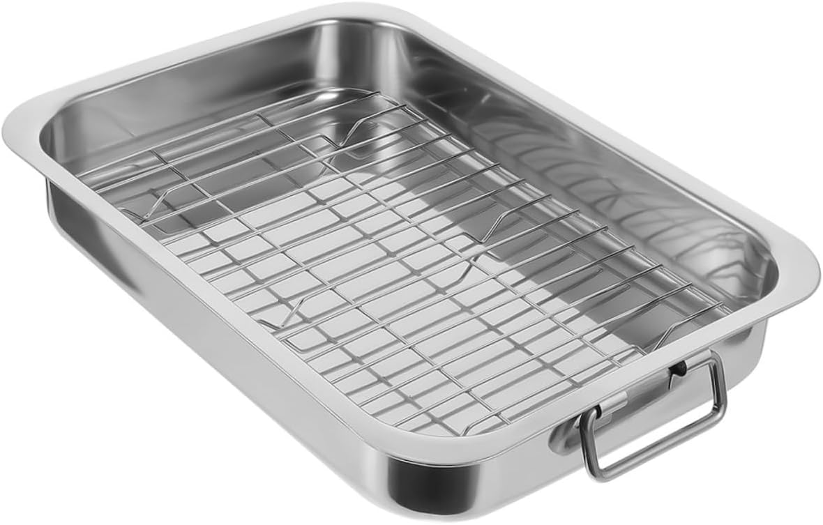 Stainless Steel Oven Tray with Rack Versatile Baking Dish for Desserts Snacks More Easy Clean for Home Restaurant Hotel Use