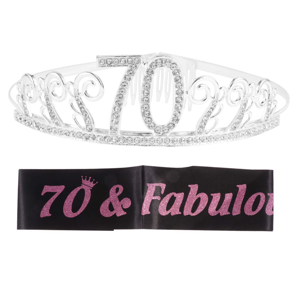 70. Geburtstag Schärpe & Diadem – „70 & Fabulous“ In Lila, Mit Perlennadel