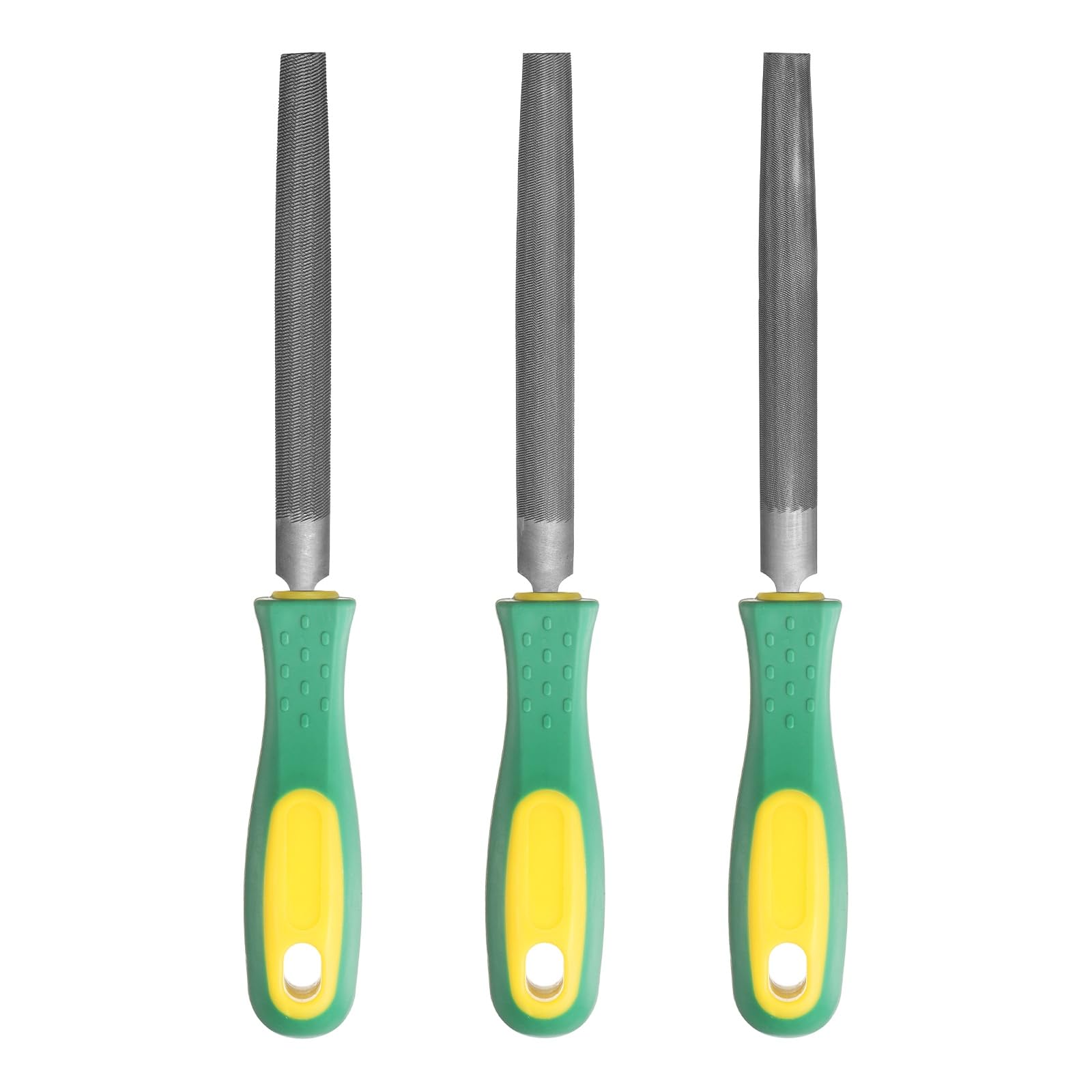 QUARKZMAN 3 Pezzi Lima Mezzo Tondo Doppio Taglio Dente Medio Tagliente Bastard/Medium/Fine Acciaio Alto Carbonio T12 Con Manico PP Per Affilatura Metallo Legno Strumenti, Grigio
