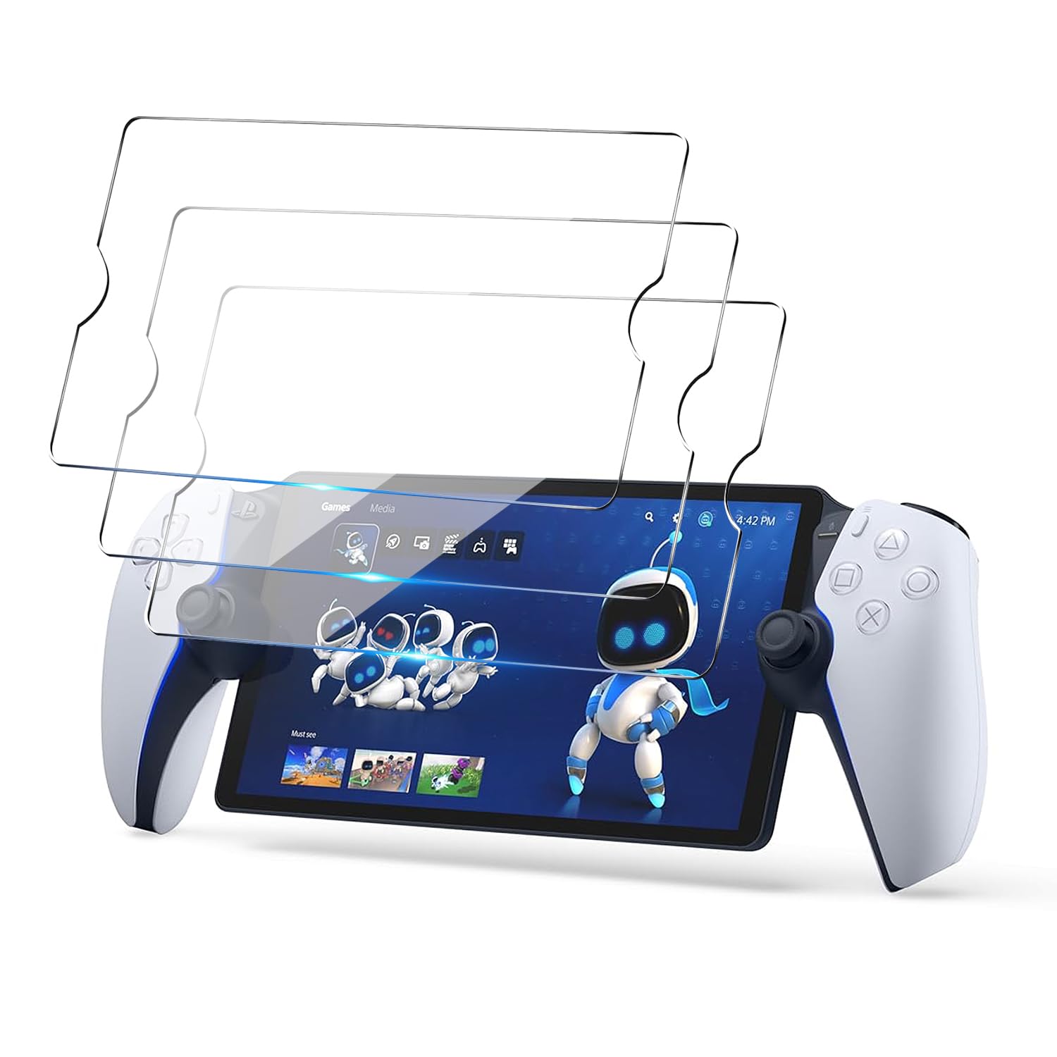 IBETEK 3 Protector de Pantalla Vidrio Templado para Sony PS5 PlayStation Portal, Dureza 9H, Resistente a Arañazos y Huellas Dactilares - 1