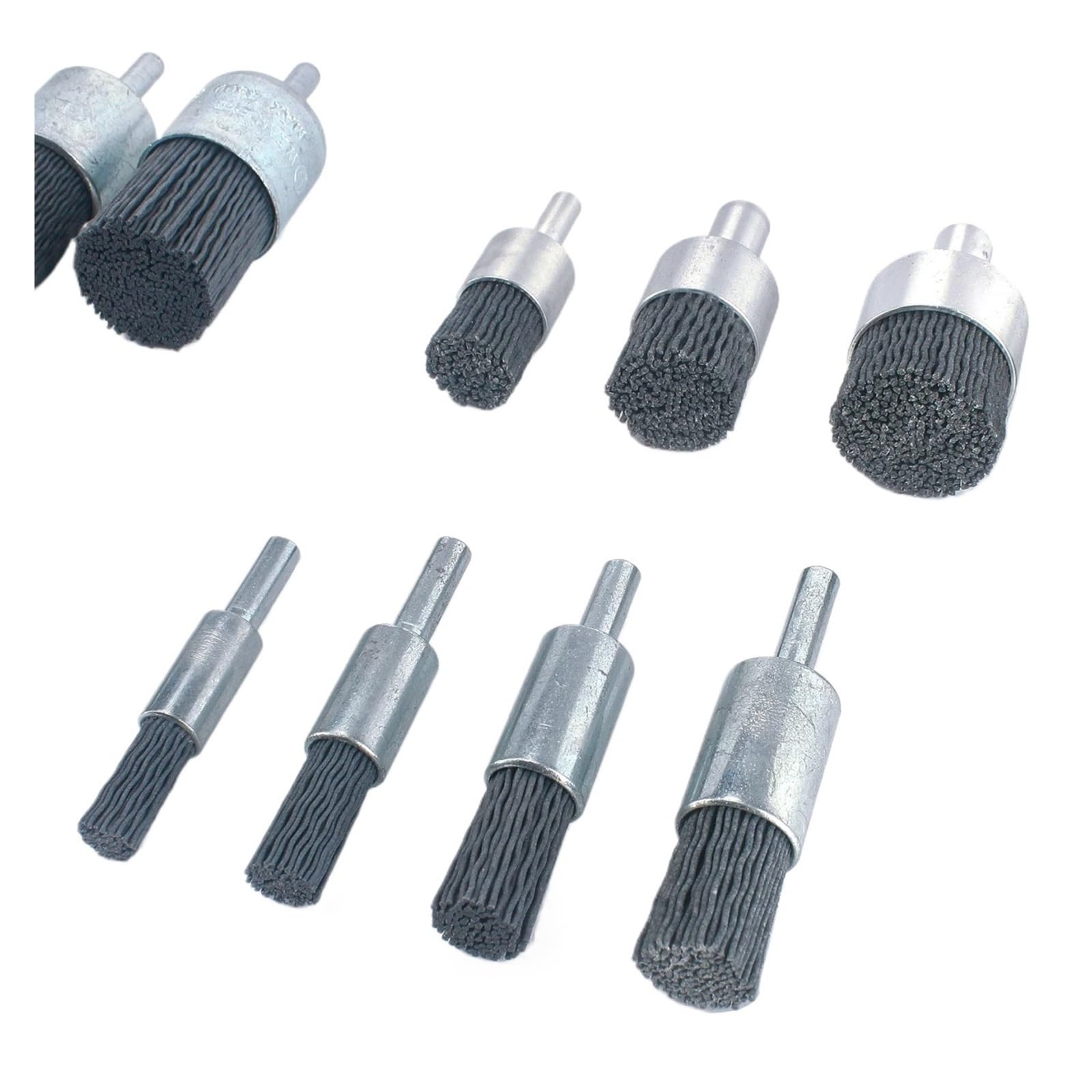 Szczotka druciana ze stali węglowej, Szczotki ścierne z nylonu Zestaw do gratowania węglika krzemu 120-800 Ziarnistość 4mm-42mm Średnica(1.65in(42mm) 320Grit)