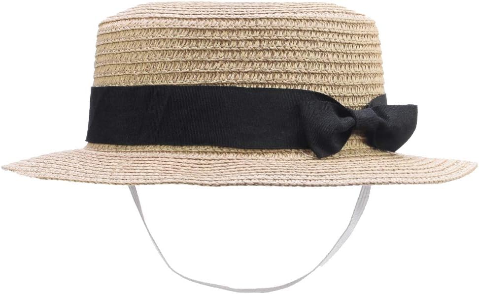 Straw Sun Hat Kids Boy Girls Boater Summer Beach Cap Bucket Hat