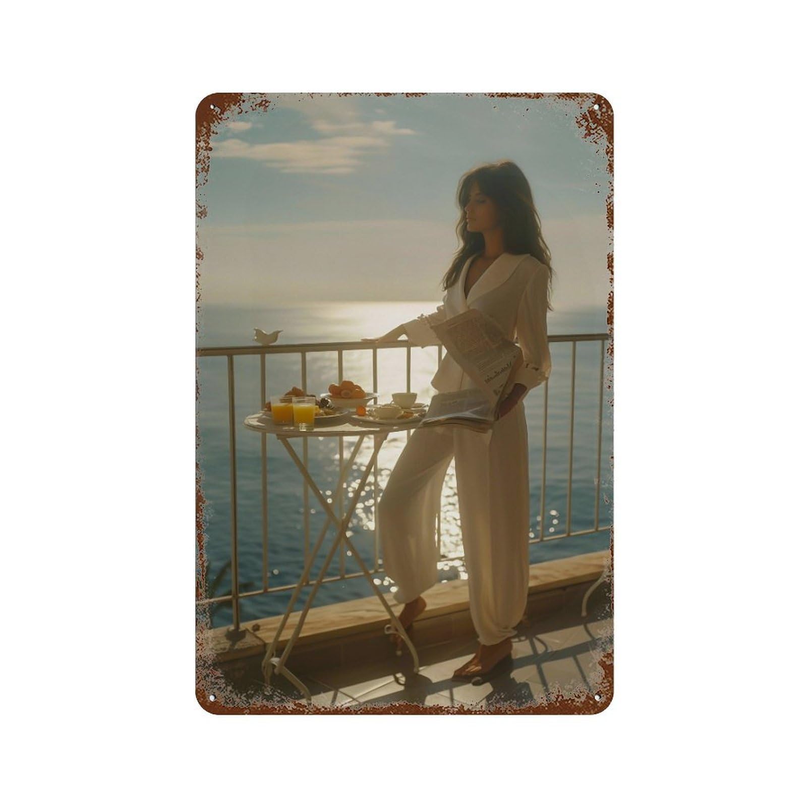 FHUYEURHRY Italian Seaside Fashion Editorial 02 Wall Decor Retro Iron Vintage Art Metal Tin Sign Poster Modern Home Cofffee Club Art Bar Shop Decorations Style-43 30x20cm