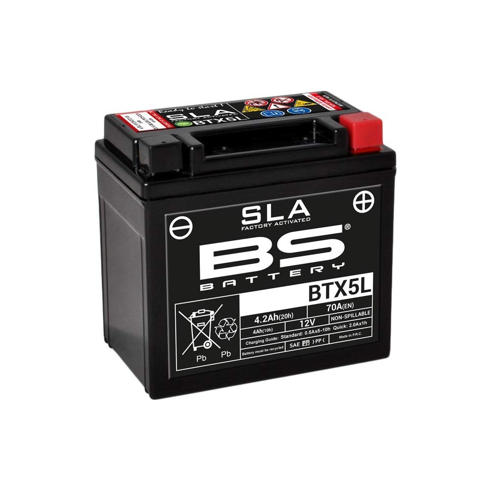 BS Battery 300670 BTX5L BTZ6S AGM SLA Motorrad Batterien, Schwarz
