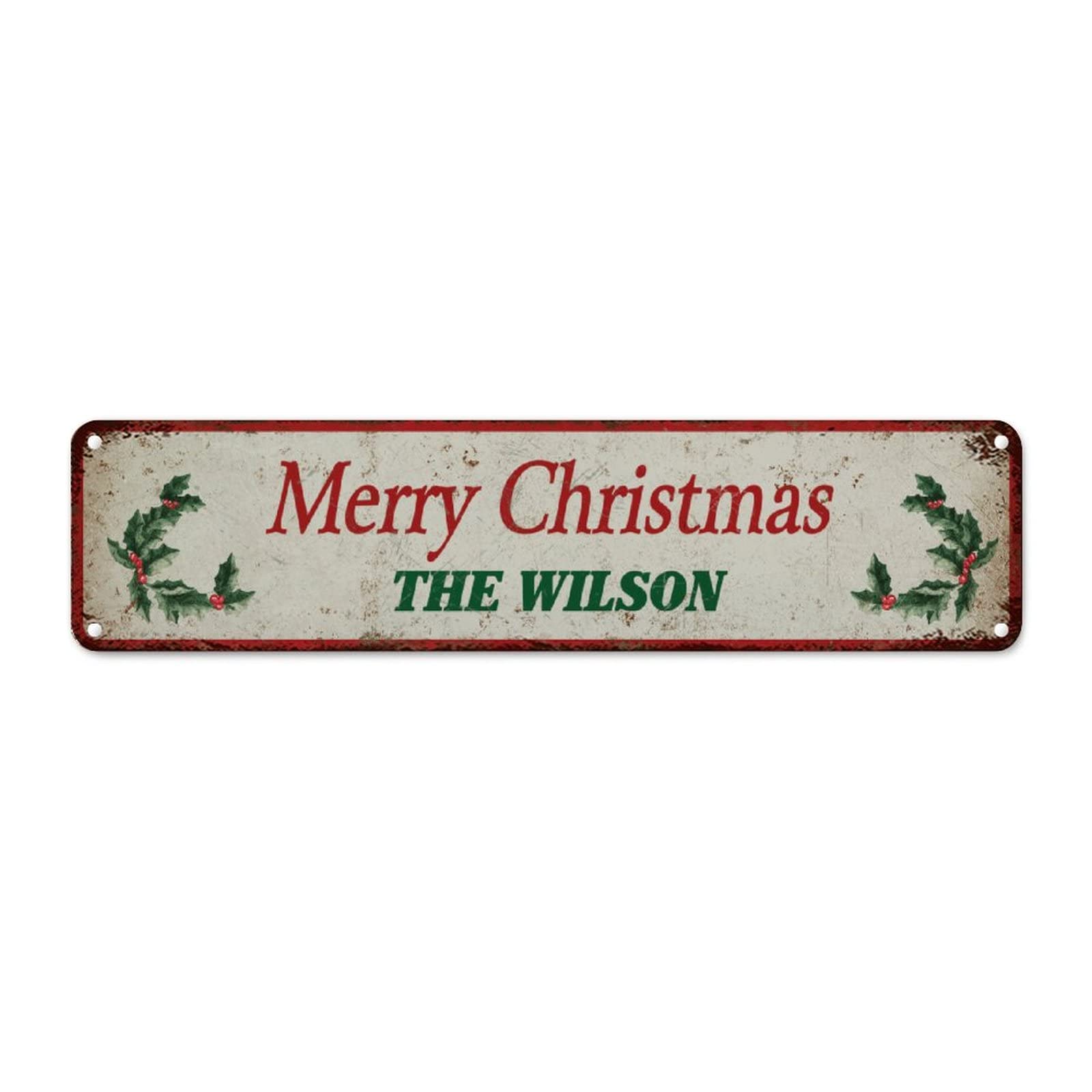 Panneau aluminium personnalise Merry Christmas cadeau ideal deco retro salon 61x15cm