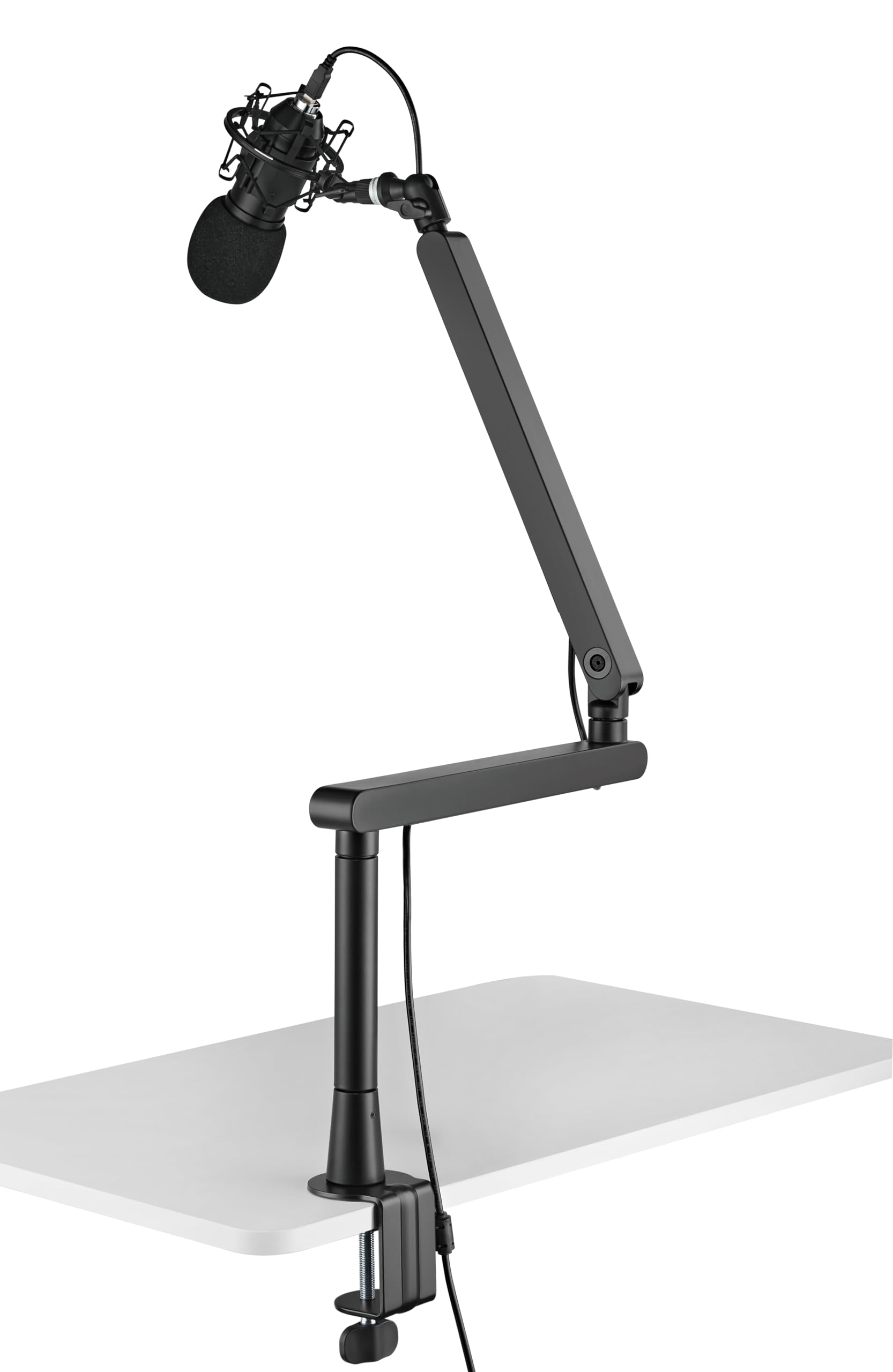 Phoenix Ergoflex Brazo Articulado para Micrófono de Perfil Bajo, Soporte de Micro, Gestión de cables, Tramo 15cm de Altura Extra, Streaming, Directos