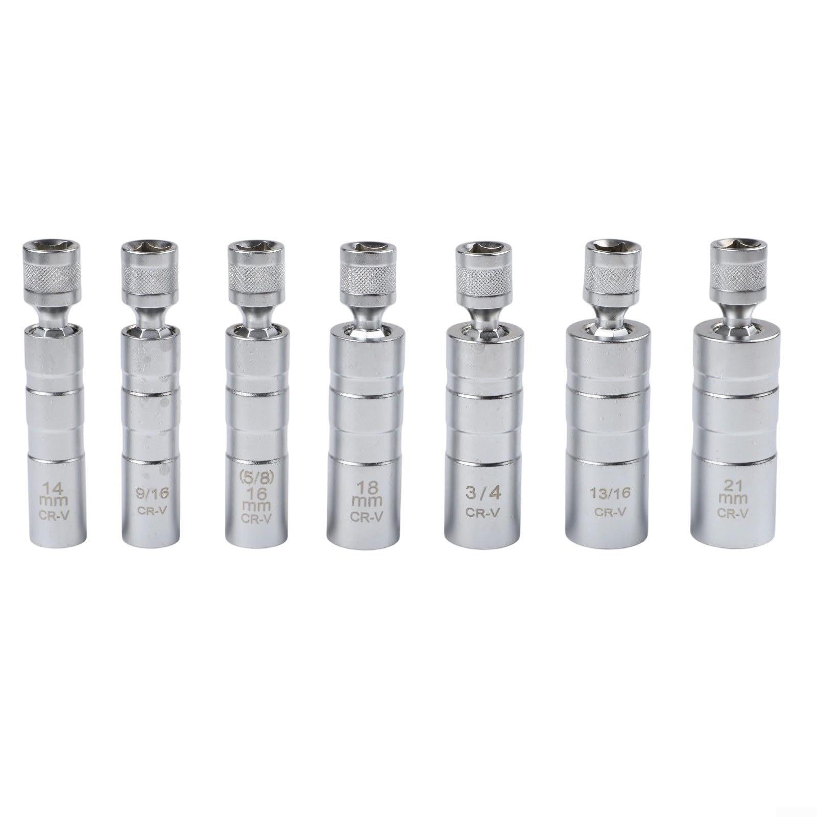 7-częściowy zestaw kluczy nasadowych do świec zapłonowych 3/8", klucze nasadowe 14 mm 16 mm 18 mm 21 mm 9/16 13/16 3/4, z wytrzymałej stali z walizką do przechowywania do naprawy samochodów