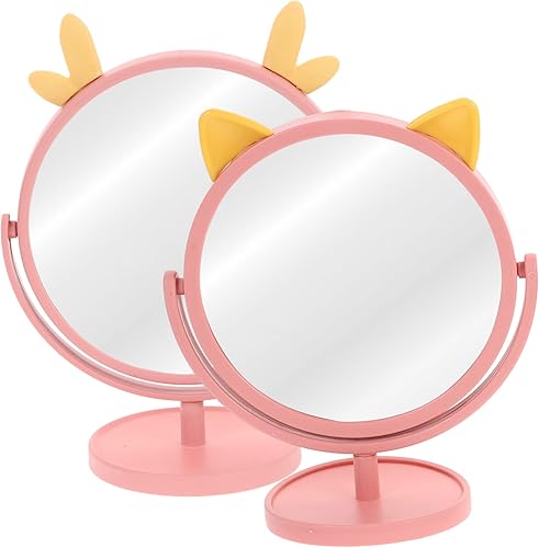 Beaupretty 2 piezas de espejo de tocador, bonito espejo estético para decoración de habitación, espejo para escritorio, espejo de hogar, espejo de
