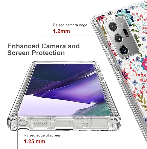 Miniatura 2 de sidande Funda para Galaxy Note 20 Ultra 5G, Samsung Note 20 Ultra, cuerpo completo, a prueba de golpes, transparente, floral, suave, flexible, funda