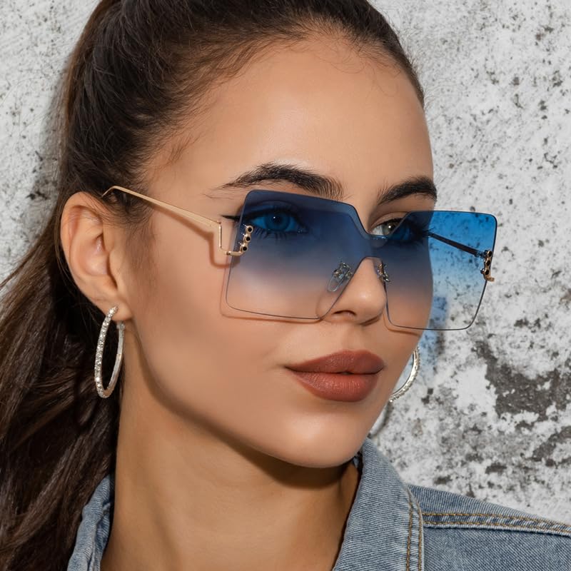 bullabulling Oversized Fashion Square Sunglasses For Women Men UV 400 Protection Gradient Frame3
