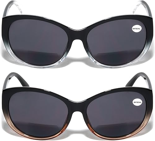 2 pares de lentes de sol de lectura bifocales para mujer Cateye Vintage Jackie Oval 2 pares de lentes de sol de lectura bifocales para mujer Cateye Vintage Jackie Oval