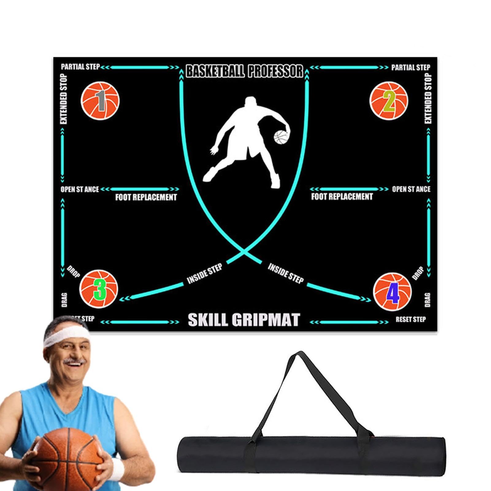 Tappetino per Dribbling da Basket, Tappetino per Dribbling da Basket - Tappeto da palleggio Antiscivolo in Gomma da Basket - Tappetino per Esercizi Silenzioso e Ammortizzante, Antiscivolo e
