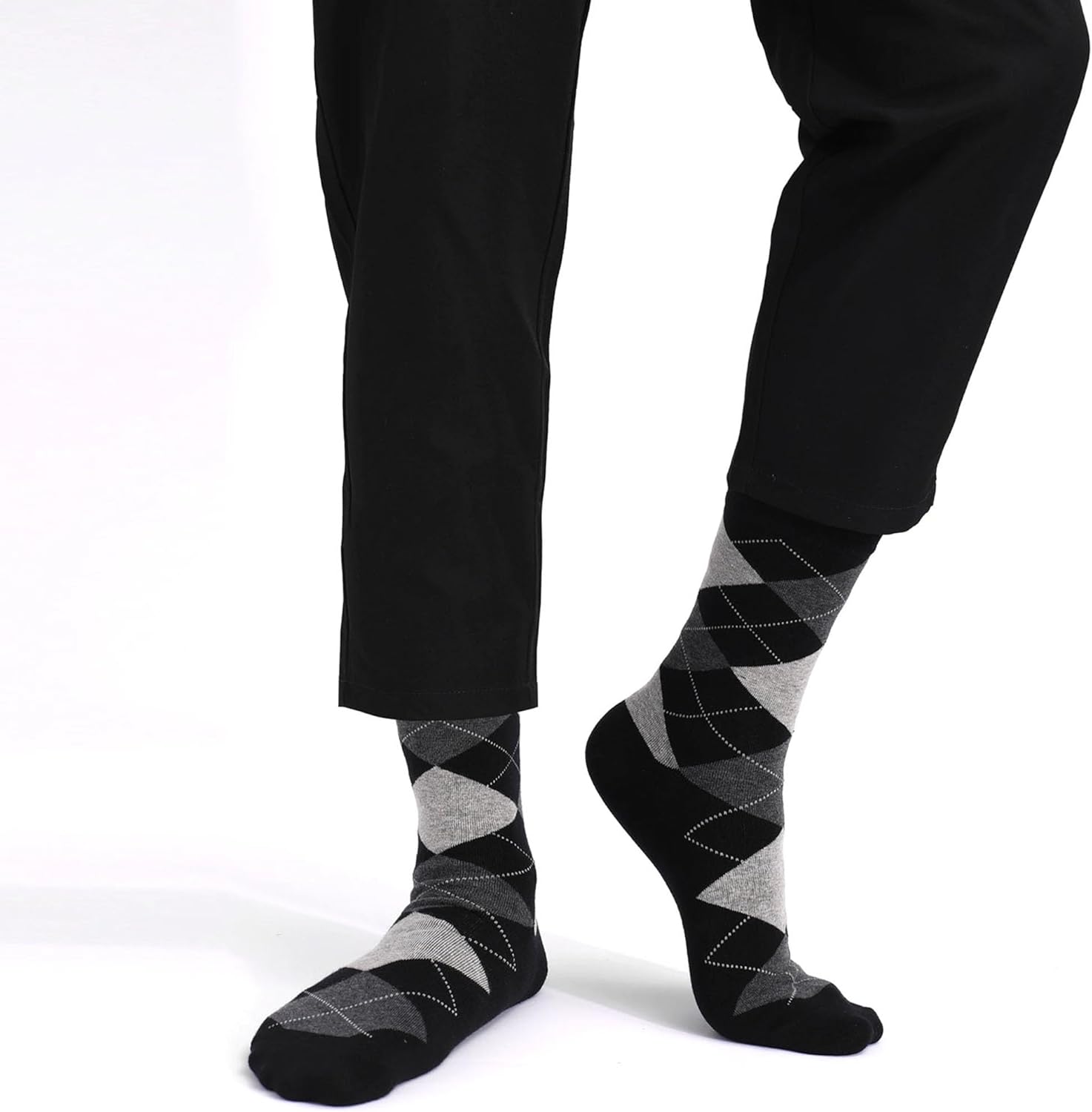 GLCMXMART Mens Grey Dress Socks Size 10-13, Cotton Crew Calf Sock - Image 2