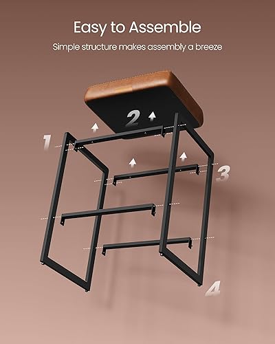 Miniatura 8 de VASAGLE EKHO Collection - Juego de 3 taburetes de bar, taburetes de bar de altura de mostrador, cuero sintético con costuras, taburetes modernos de