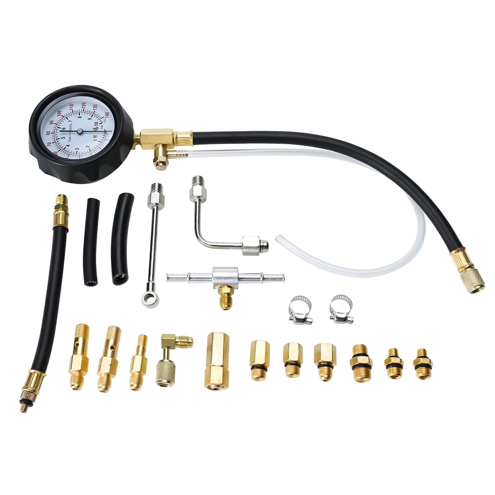 FreeTec – Set per testare la Pressione della Benzina dell’Auto, manometro per Carburante 0 – 140 PSI.
