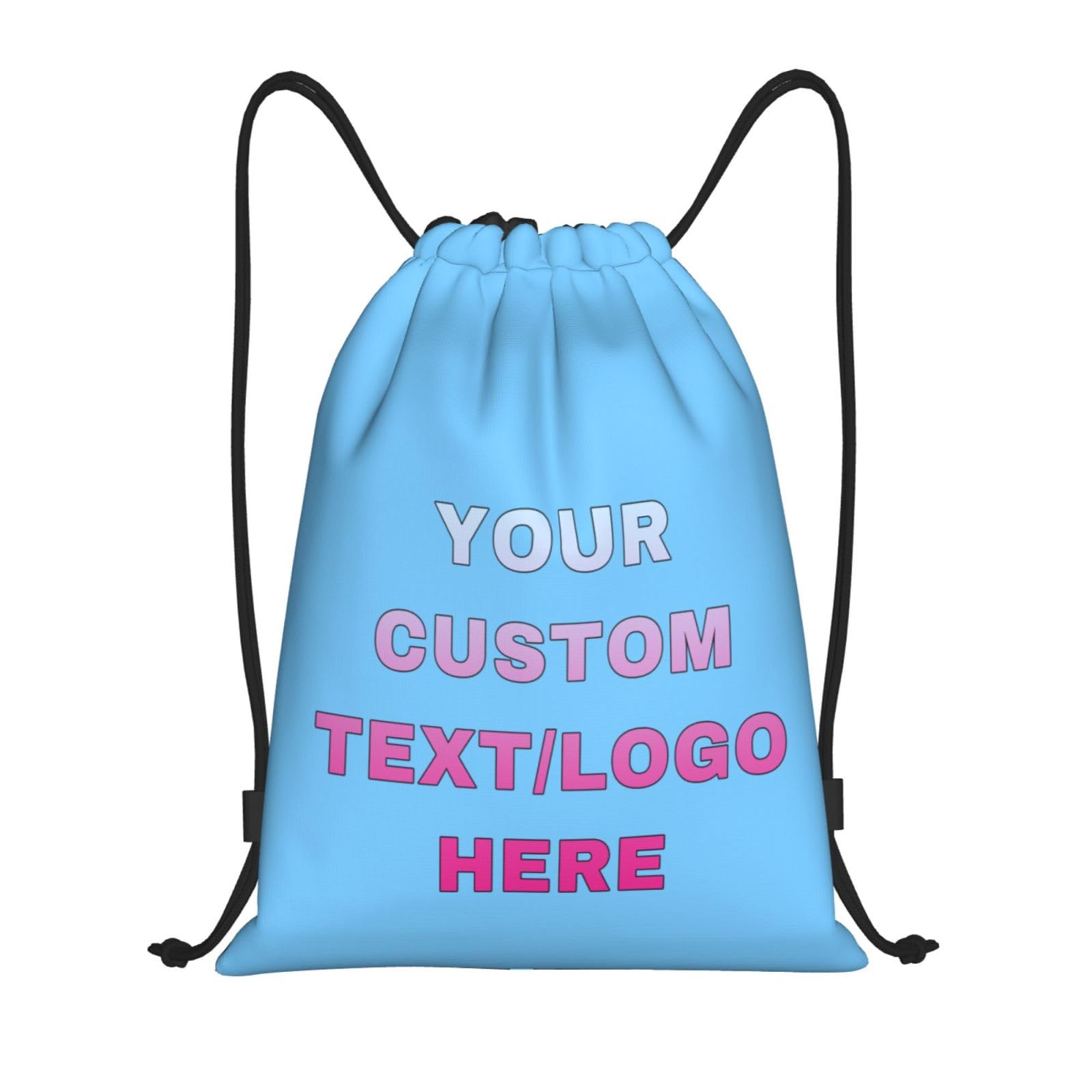 ROHBVMN Personalised Backpack add Your Photos/Logo/Text custom Drawstring Bag for Men and Women, Sports Bag, Swimming Bag, Ideal for Travel and Sports Activities