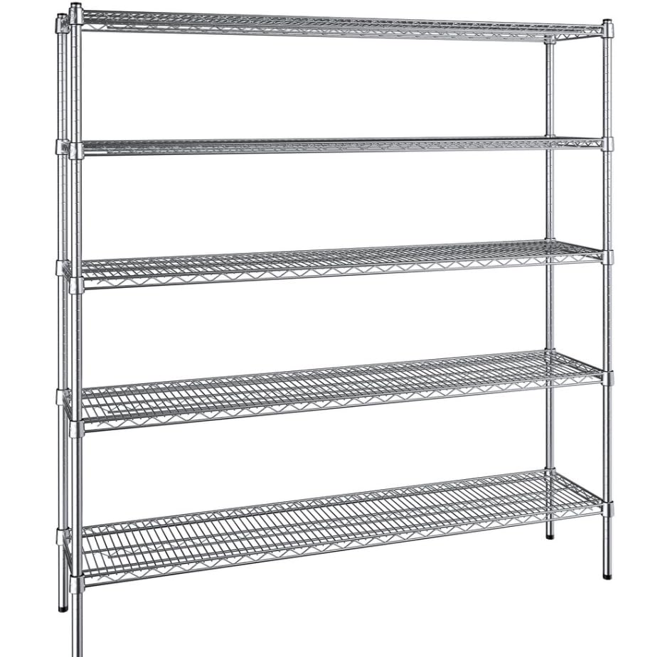 Zedfire 14" x 60" NSF Chrome 5-Shelf Kit with 72" Posts, Commercial Storage Rack Unit, Heavy Duty Storage Shelving, Wire Shelving Kit, Adjustable Rack
