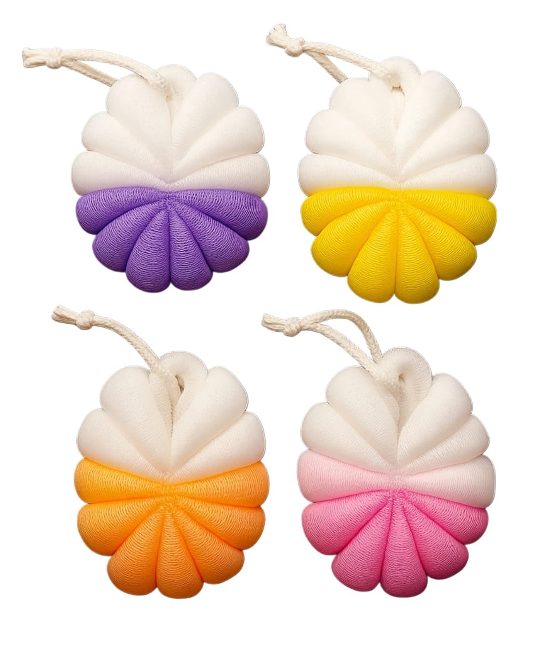 Soft Premium Loofah | Dual-Tone Exfoliating Bath Sponge for Glowing Skin for Women, Men and Kids Pack of 1 Pcs. MultiColor (Purple,Yellow, Blue, Orange and Pink)-image-12