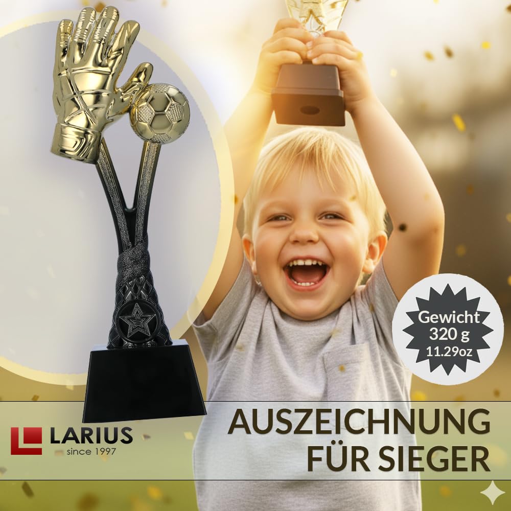 Larius Copa de fútbol trofeo dorado 26 cm 320 g con/sin grabado