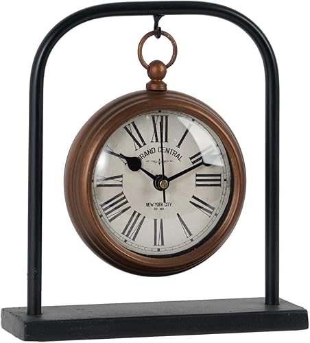 Miniatura 1 de NIKKY HOME Pequeño reloj de escritorio retro, silencioso sin tictac, clásico, funciona con pilas, decorativo, mesa, mantel, reloj para sala de estar