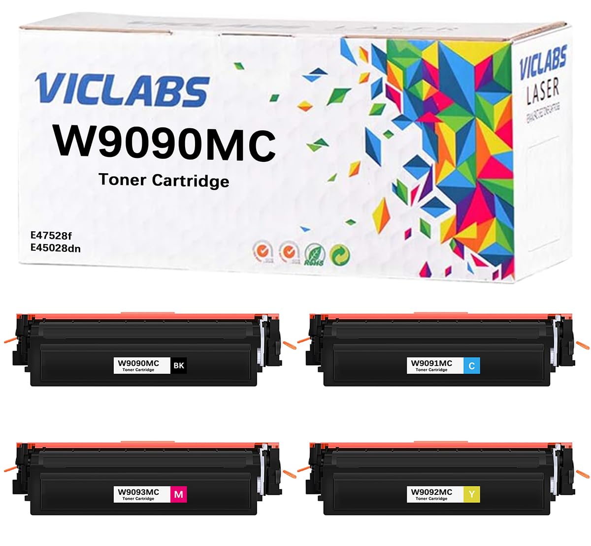 VicLabs W9090MC Toner Cartridge Replacement for HP W9090MC W9091MC W9092MC W9093MC Toner Cartridge for use in HP Color LaserJet Managed MFP E45028