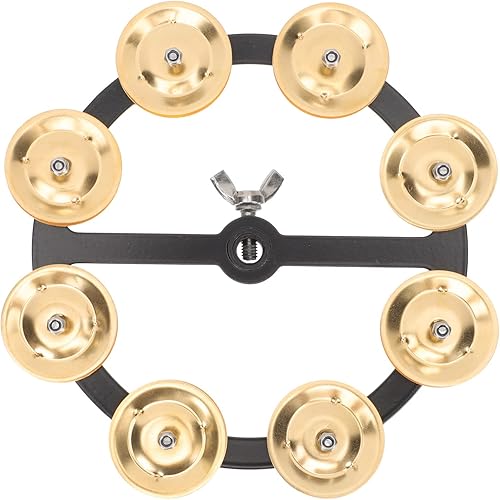 Platillos de acero de percusión, pandereta de sombrero con juego de batería de una sola fila, accesorio de platillo, mesa dorada