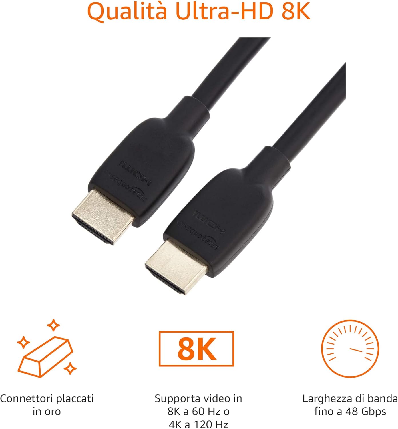 Amazon Basics - Cavo HDMI 8K ad alta velocità da 48 Gbps per Monitor, 1.8 m, nero - Immagine 4