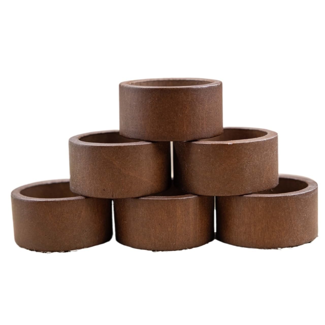 6Pcs Handmade Acacia Wood Napkin Rings for Dining Table Holder Everyday Use